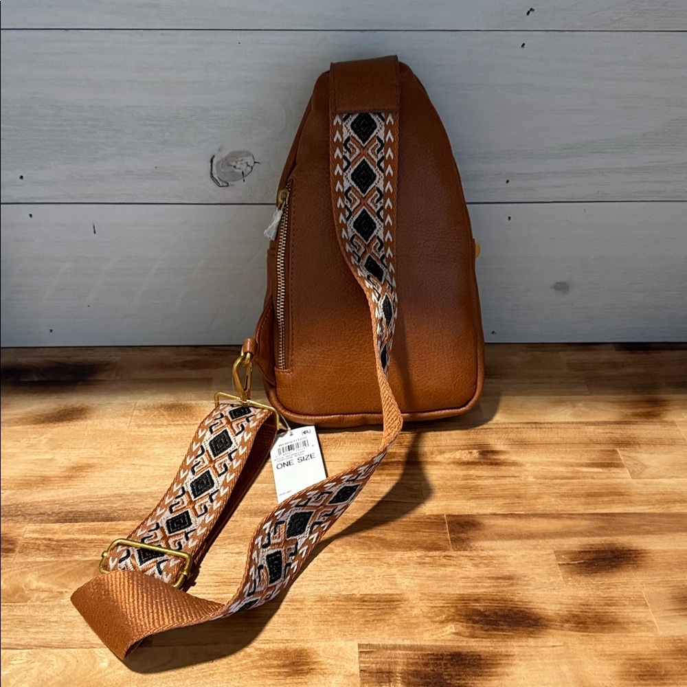 NWT~Webbing Strap Small Sling Bag~Tortoise Shell - Picture 5 of 6